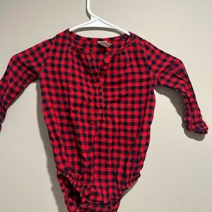 OshKosh B'gosh Red and Black Plaid Onesie